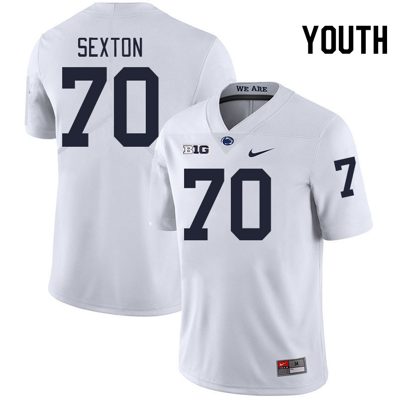 Youth #70 Garrett Sexton Penn State Nittany Lions College Football Jerseys Stitched-White